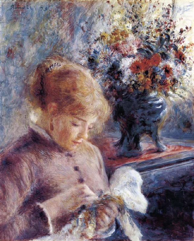 Feune Femme cousant, Pierre-Auguste Renoir